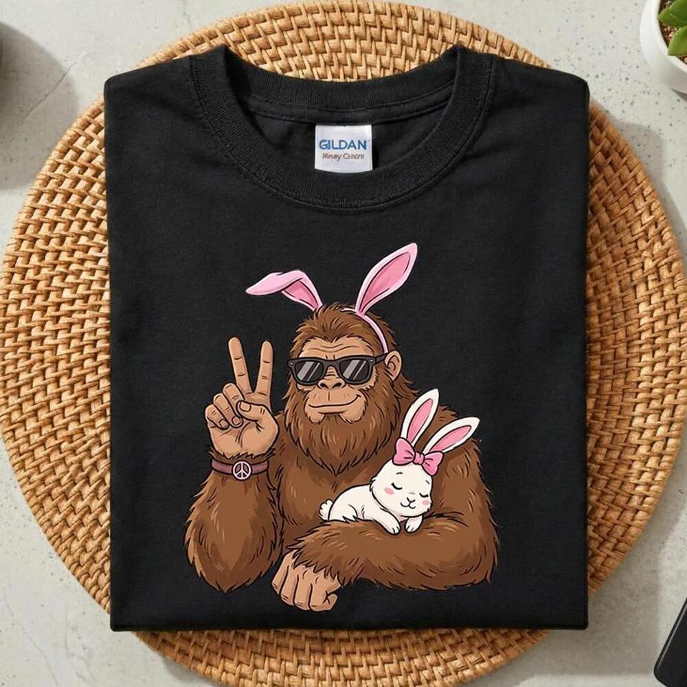 Bigfoot Bunny Easter Shirt Sasquatch Tee Easter Bigfoot Shirt